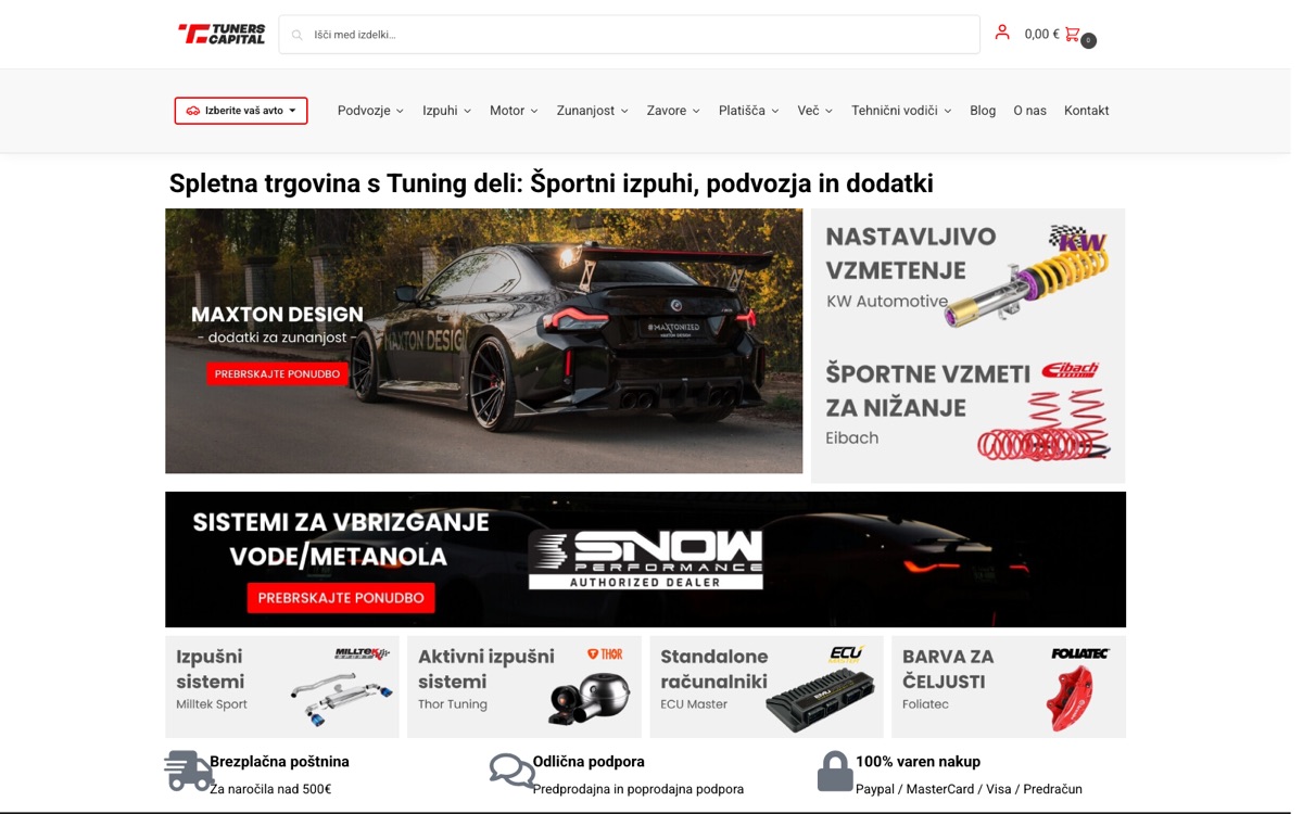 Vstopna stran trgovine