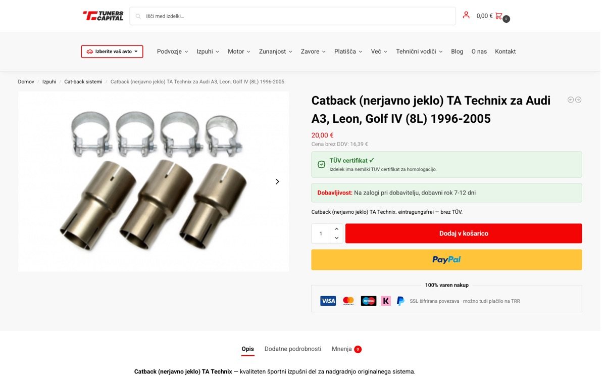 Tuners Capital — stran izdelka