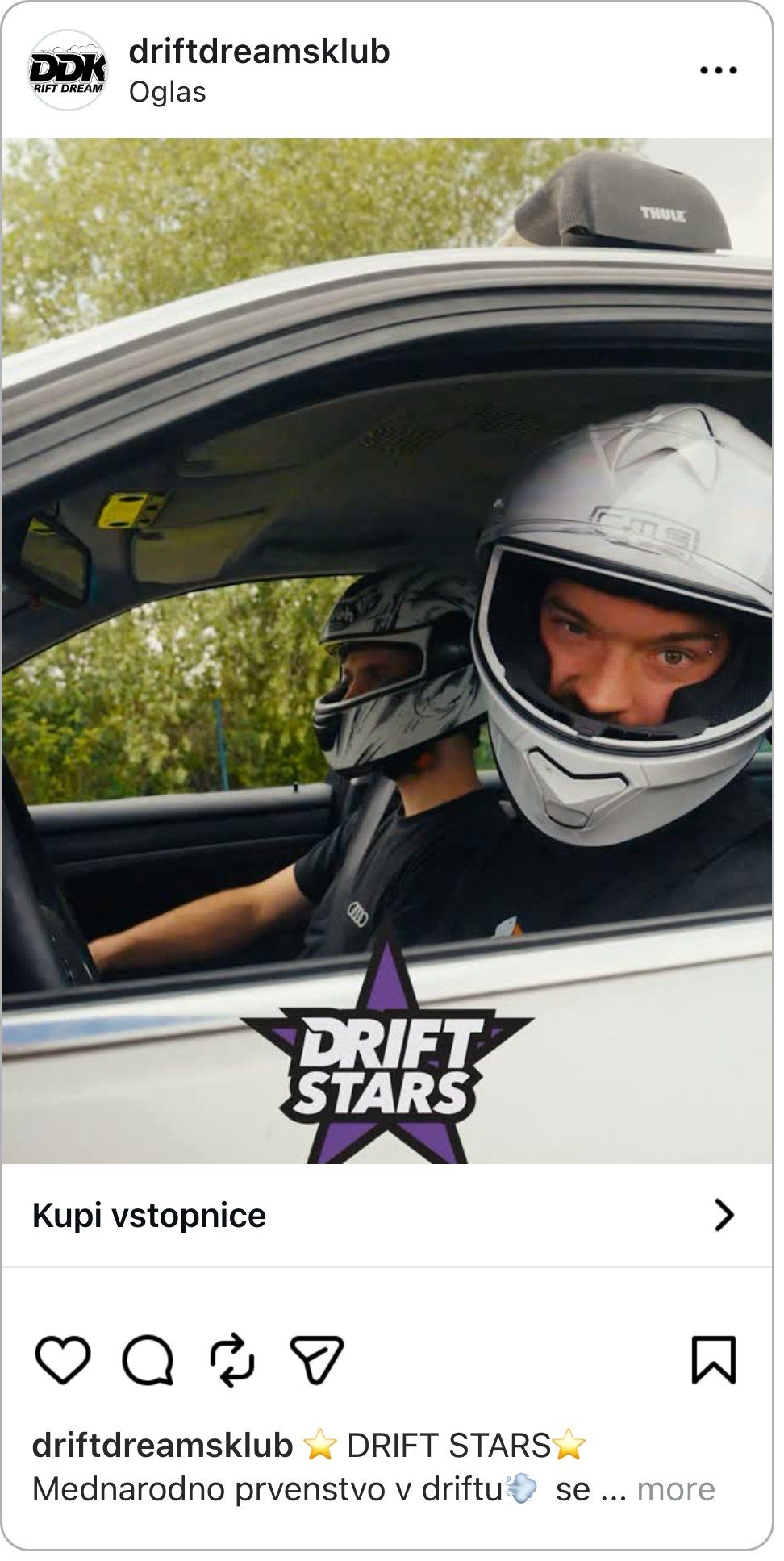 Drift Stars — Instagram oglas »Kupi vstopnice«
